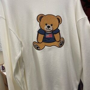 Cream  American Flag Teddy Bear Sweater